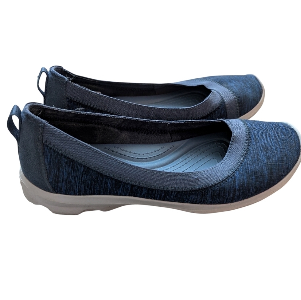 Crocs Busy Day Ballet Flats Women 9 Blue Slip On Stretch - Picture 5 of 13